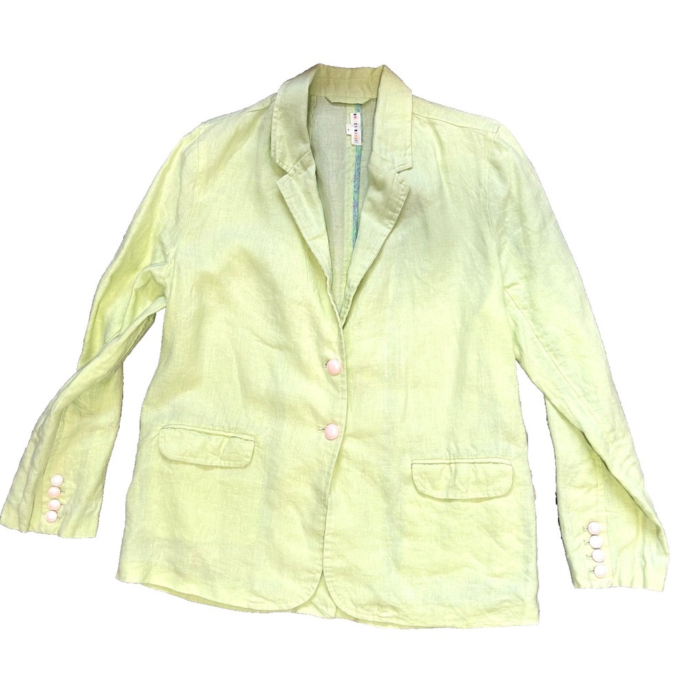 Roller Rabbit 100% Linen Blazer Preppy Mint Lightweight Summer Suit Jacket M EUC
